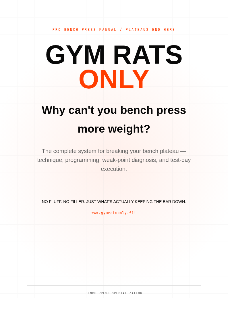 Cover for Gym Rats Only Pro Bench Press Manual